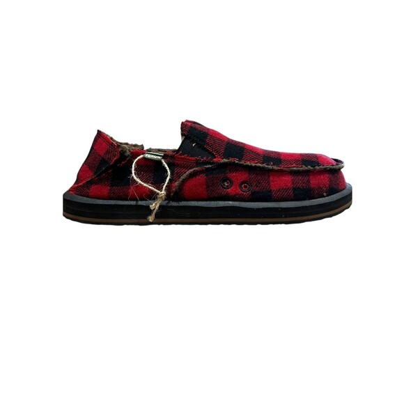 Sanuk Men\'s Donny Red Plaid Buffalo Sherpa Lined Chill Slip-On Loafer  12  NWOT main image 3